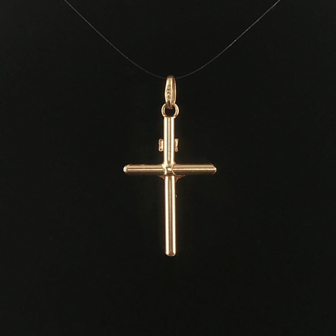 18k Yellow Gold 1.5g Hollow Vintage Cross Crucifix Pendant 1.25"
