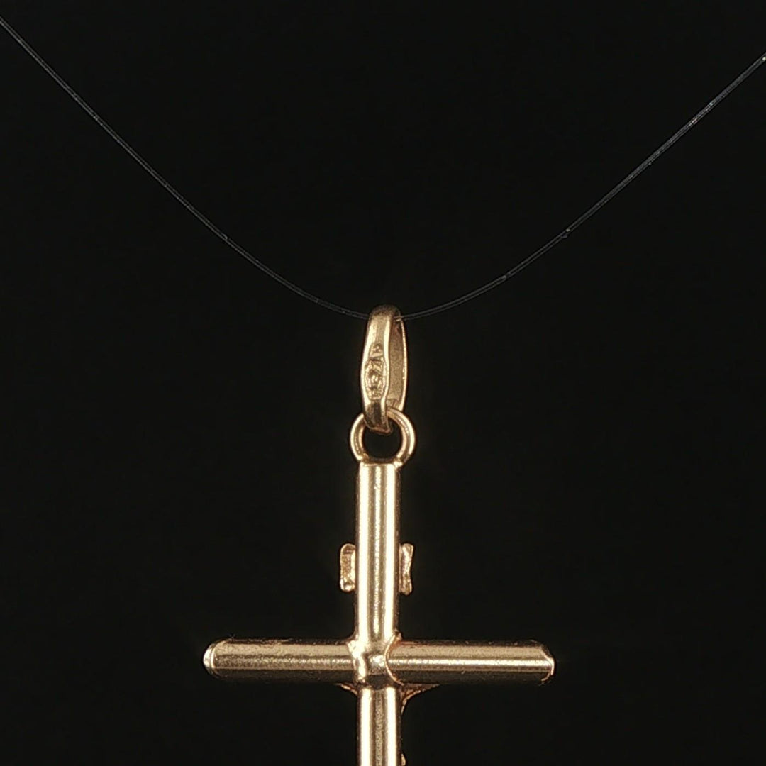 18k Yellow Gold 1.5g Hollow Vintage Cross Crucifix Pendant 1.25"
