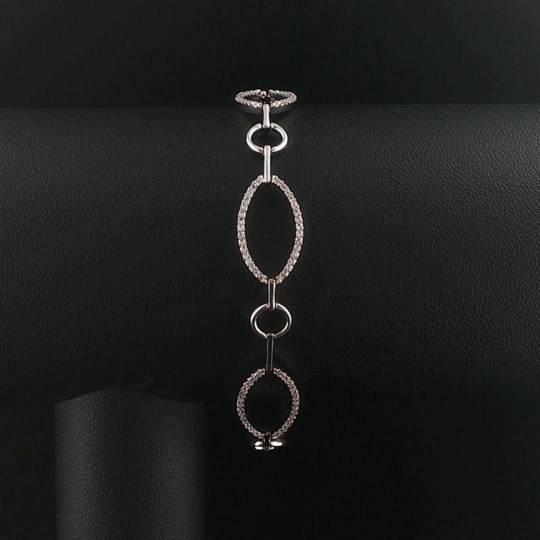 18k White Gold and 1cttw Diamond Oval Link Bracelet 7"