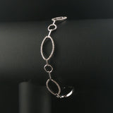 18k White Gold and 1cttw Diamond Oval Link Bracelet 7"