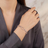 18k White Gold and 1cttw Diamond Oval Link Bracelet 7"