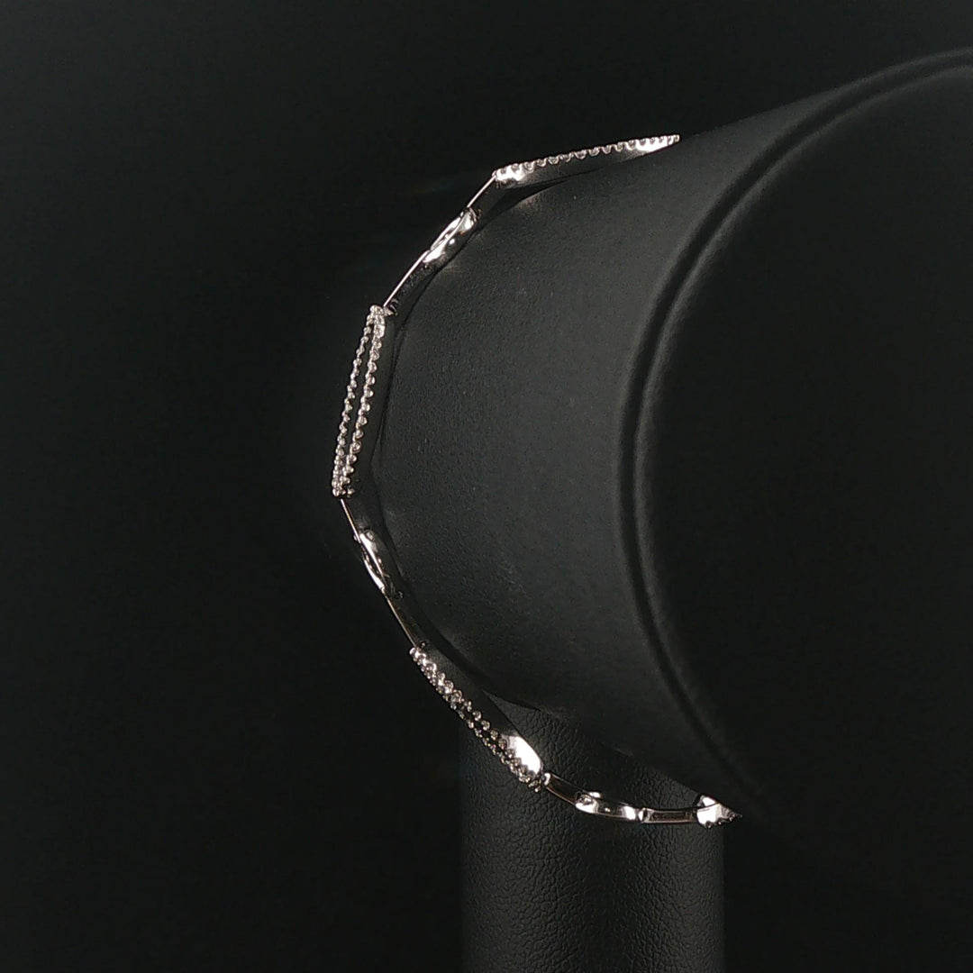 18k White Gold and 1cttw Diamond Oval Link Bracelet 7"