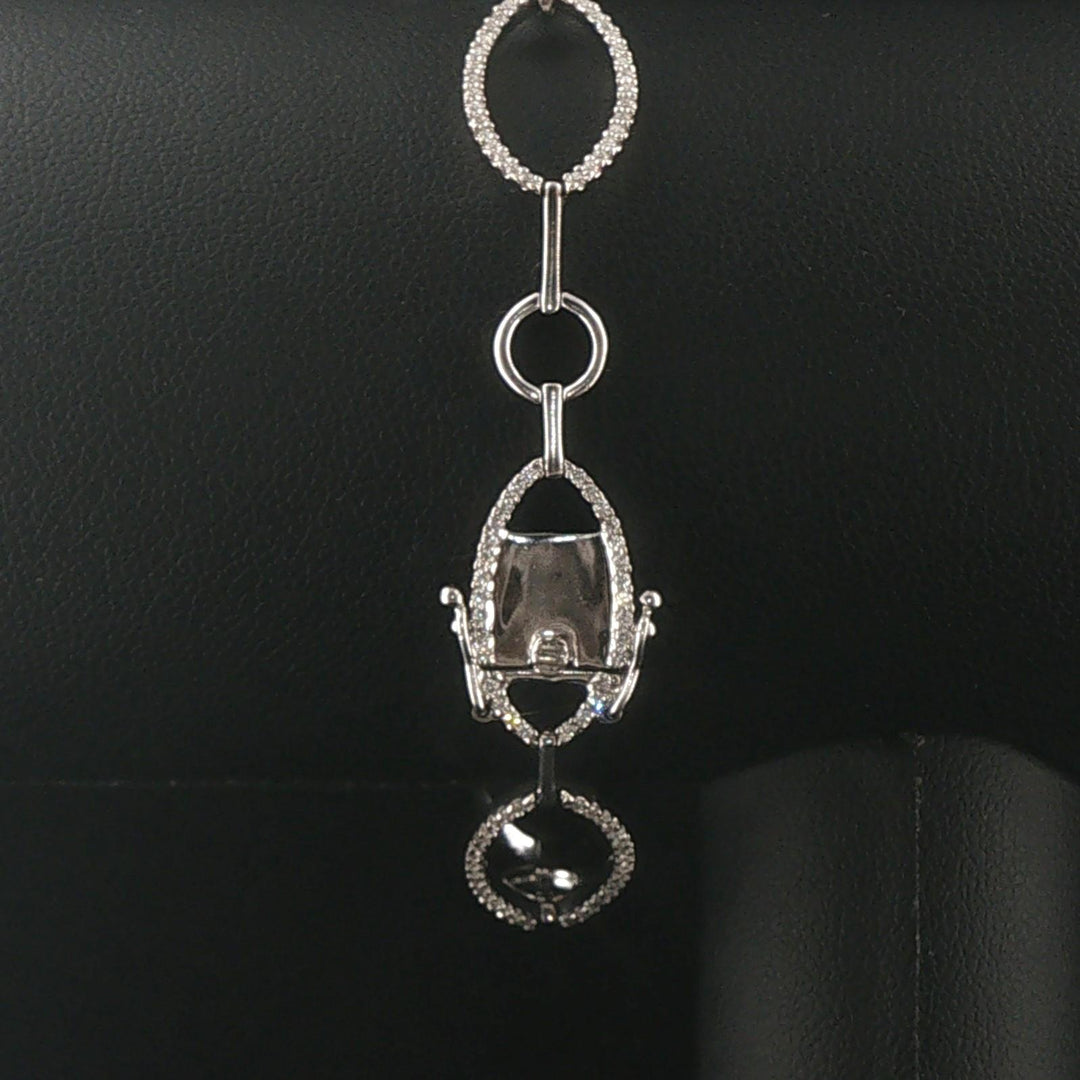 18k White Gold and 1cttw Diamond Oval Link Bracelet 7"
