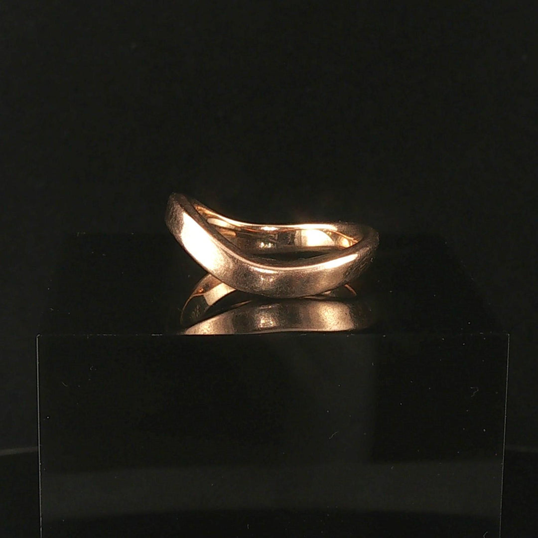 18k Yellow Gold 5.2g Solid Vintage 3.5mm Curved Band Ring Size 6.5