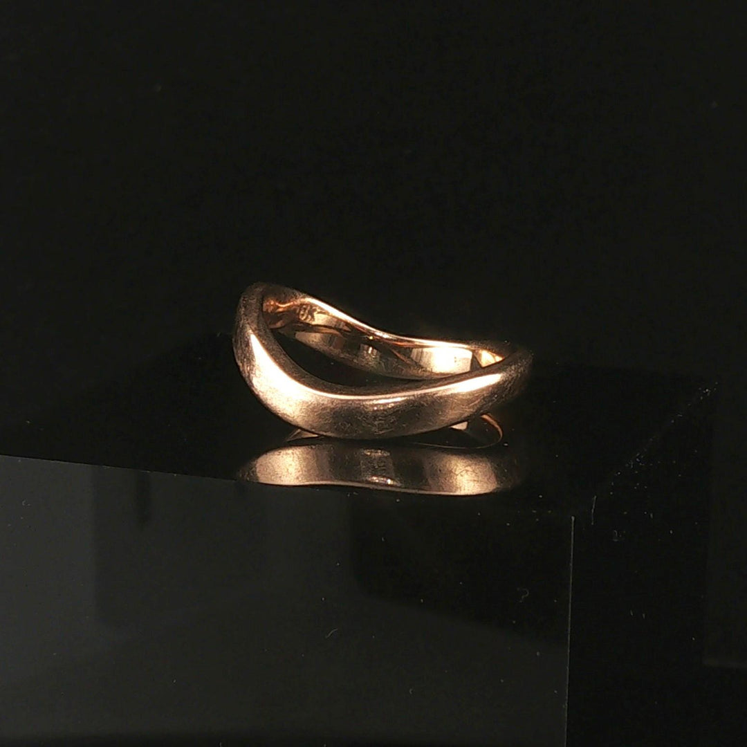18k Yellow Gold 5.2g Solid Vintage 3.5mm Curved Band Ring Size 6.5