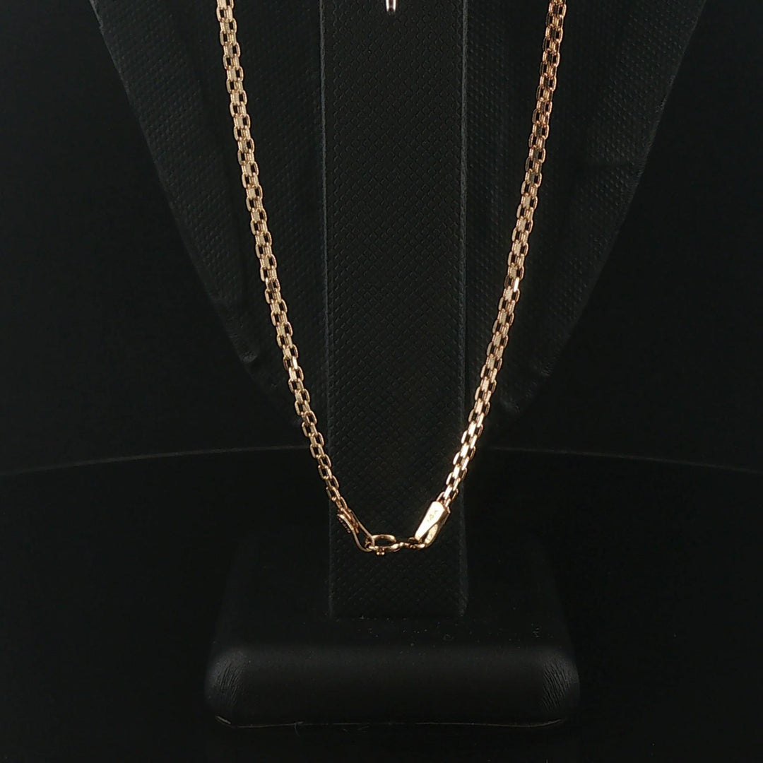 14k Yellow Gold Red Garnet and Diamond Pendant Bismark Link Necklace 19"