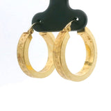 19k Portuguese Yellow Gold 3.2g Hammered Hoop Earrings 1"