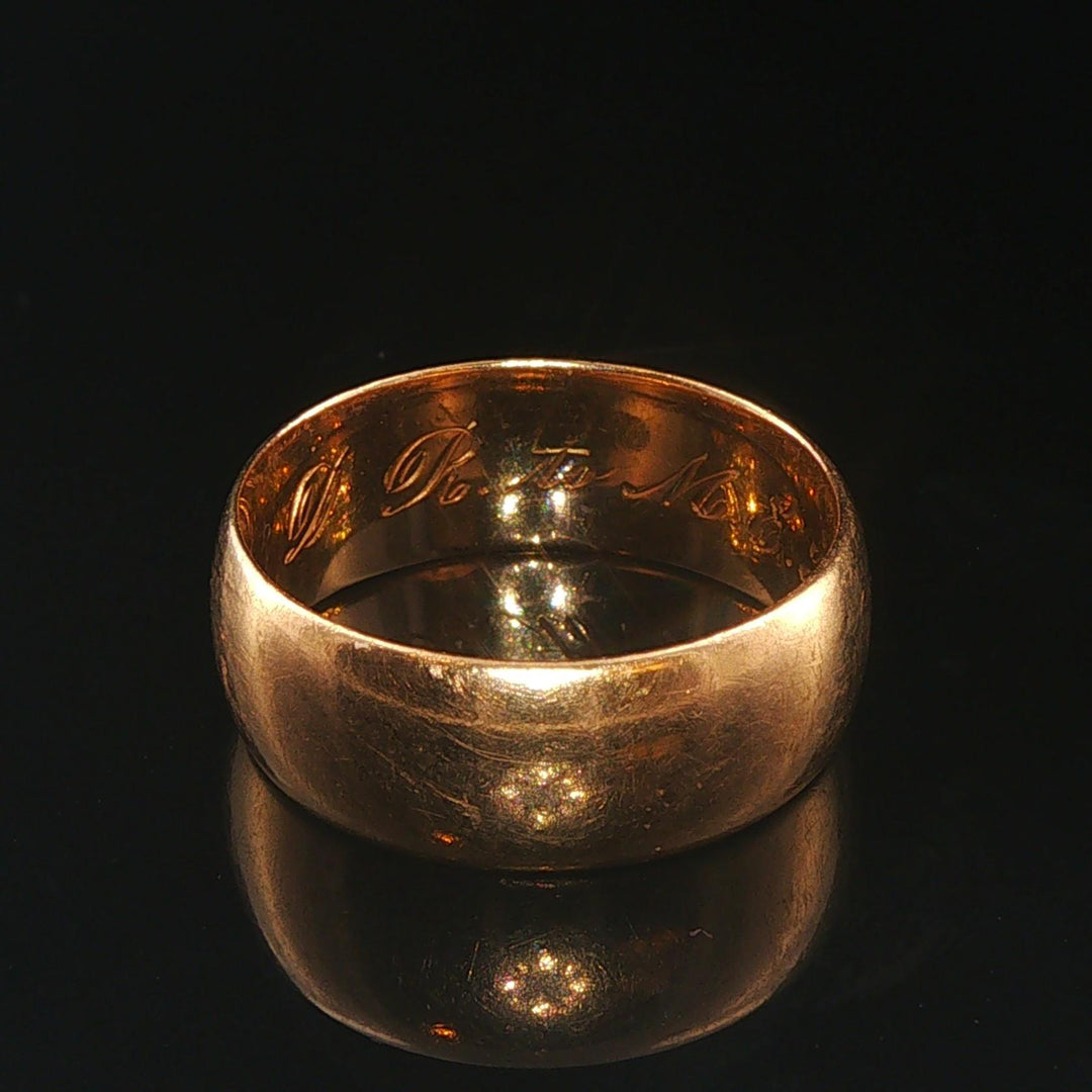 Antique 1883 18k Yellow Gold 7.5g Solid Polished 7.5mm Band Ring Size 8.5