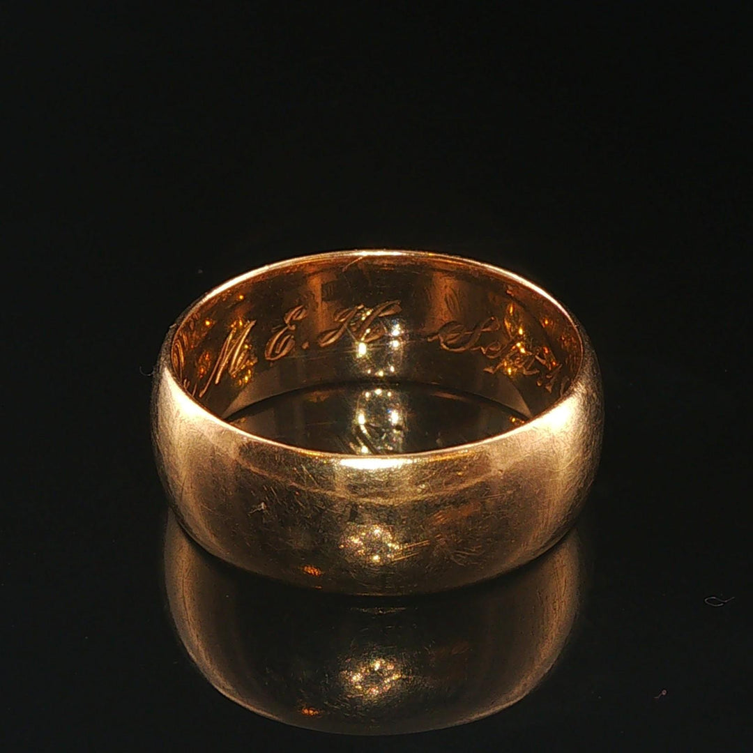 Antique 1883 18k Yellow Gold 7.5g Solid Polished 7.5mm Band Ring Size 8.5