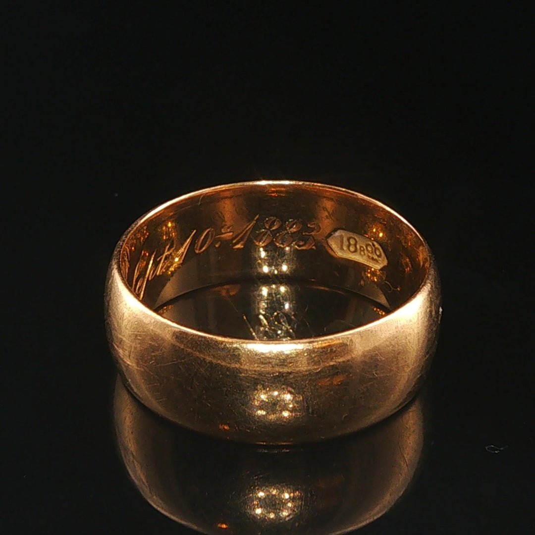 Antique 1883 18k Yellow Gold 7.5g Solid Polished 7.5mm Band Ring Size 8.5