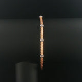 14k Rose and White Gold 0.10cttw Diamond Flex Bangle Bracelet Italy 7"