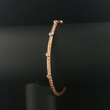 14k Rose and White Gold 0.10cttw Diamond Flex Bangle Bracelet Italy 7"