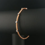14k Rose and White Gold 0.10cttw Diamond Flex Bangle Bracelet Italy 7"