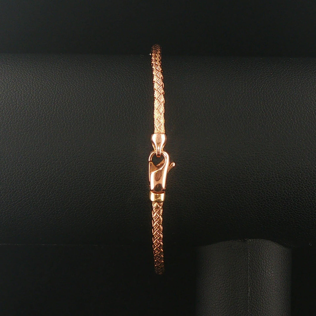 14k Rose and White Gold 0.10cttw Diamond Flex Bangle Bracelet Italy 7"
