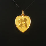 24k Pure Yellow Gold 8.8g Solid Boy and Girl Kissing Heart Charm Pendant