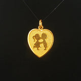 24k Pure Yellow Gold 8.8g Solid Boy and Girl Kissing Heart Charm Pendant