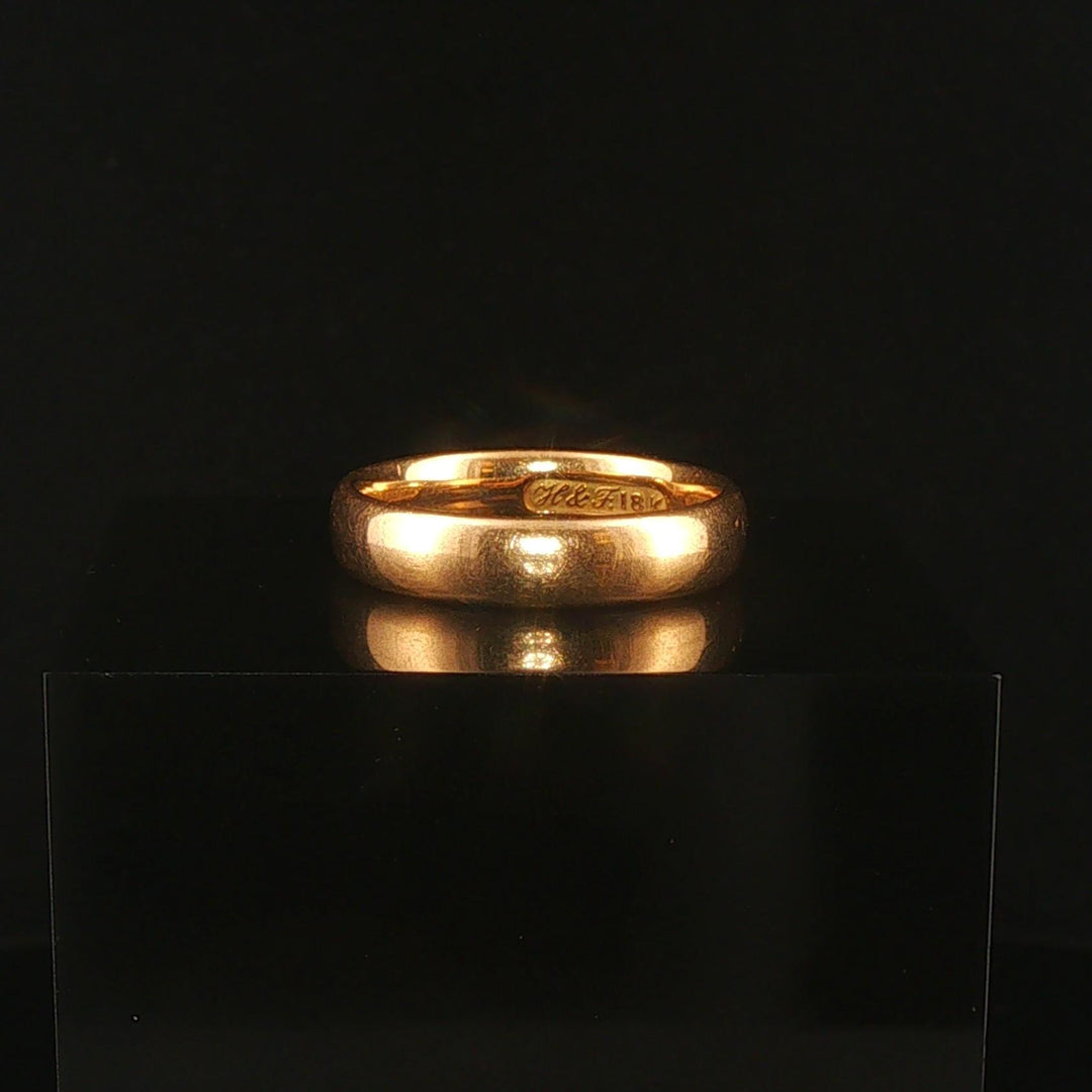 18k Yellow Gold 5.2g Solid Vintage 4.5mm Ladies Band Ring Size 6.5
