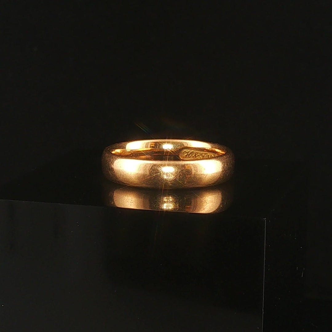 18k Yellow Gold 5.2g Solid Vintage 4.5mm Ladies Band Ring Size 6.5