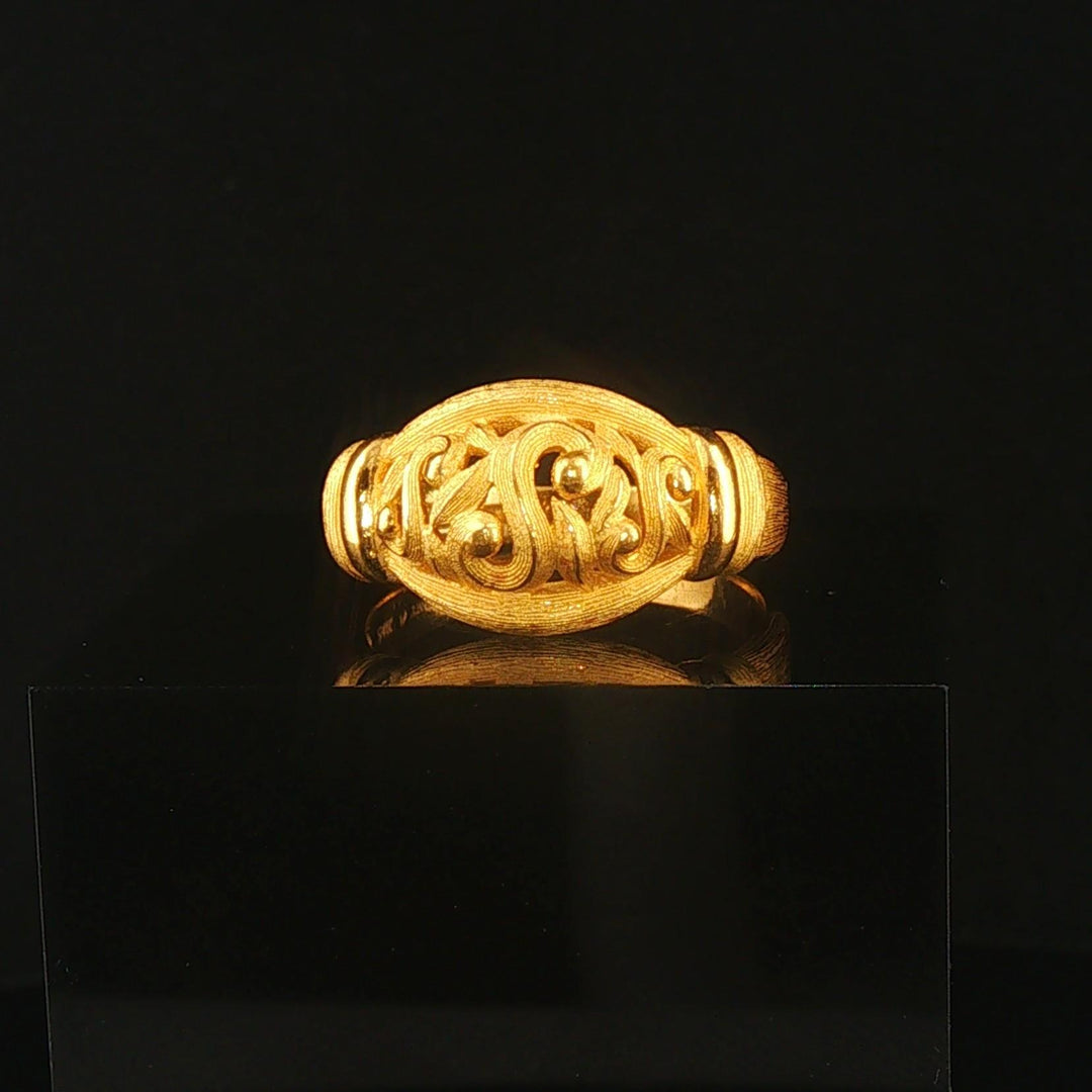 24k Pure Yellow Gold 7.7g Solid Fancy Ring Thailand Size 9.75
