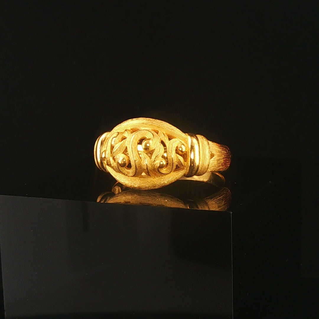 24k Pure Yellow Gold 7.7g Solid Fancy Ring Thailand Size 9.75