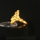24k Pure Yellow Gold 9.7g Solid Fancy Floral Ring Thailand Size 9.5