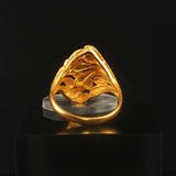 24k Pure Yellow Gold 9.7g Solid Fancy Floral Ring Thailand Size 9.5