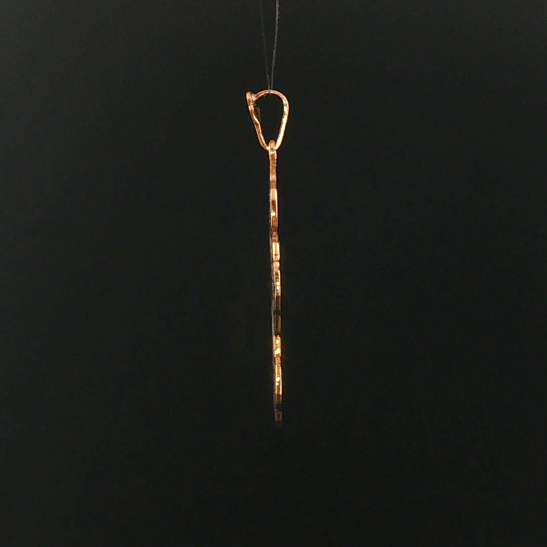 18k Yellow Gold and Enamel 7.3g Vintage Cross Pendant 1.75"