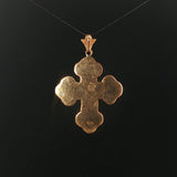 18k Yellow Gold and Enamel 7.3g Vintage Cross Pendant 1.75"