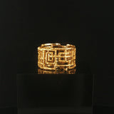 18k Yellow Gold 8.8g Vintage Solid Heavy Lattice Band Ring Size 8