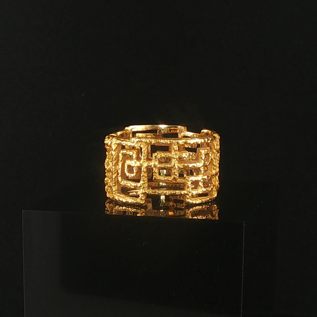 18k Yellow Gold 8.8g Vintage Solid Heavy Lattice Band Ring Size 8