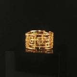 18k Yellow Gold 8.8g Vintage Solid Heavy Lattice Band Ring Size 8