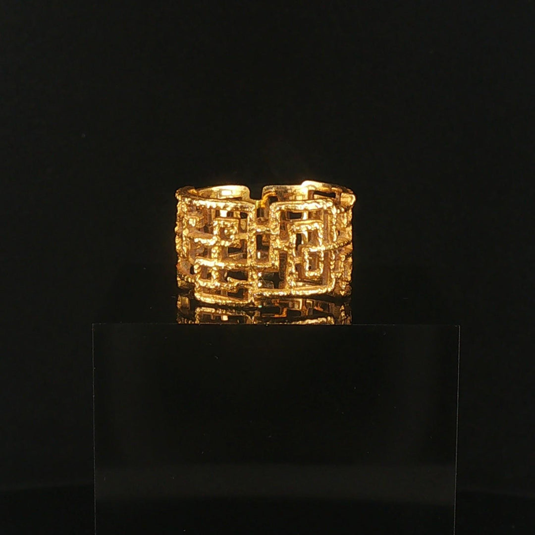 18k Yellow Gold 8.8g Vintage Solid Heavy Lattice Band Ring Size 8