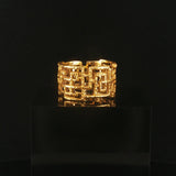 18k Yellow Gold 8.8g Vintage Solid Heavy Lattice Band Ring Size 8