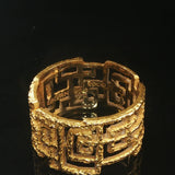 18k Yellow Gold 8.8g Vintage Solid Heavy Lattice Band Ring Size 8