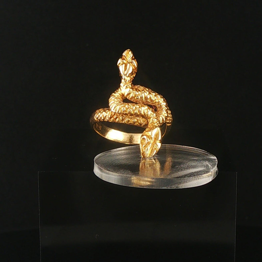18k Yellow Gold 5.5g Vintage Bypass Snake Serpentine Ring Greece Size 5.25