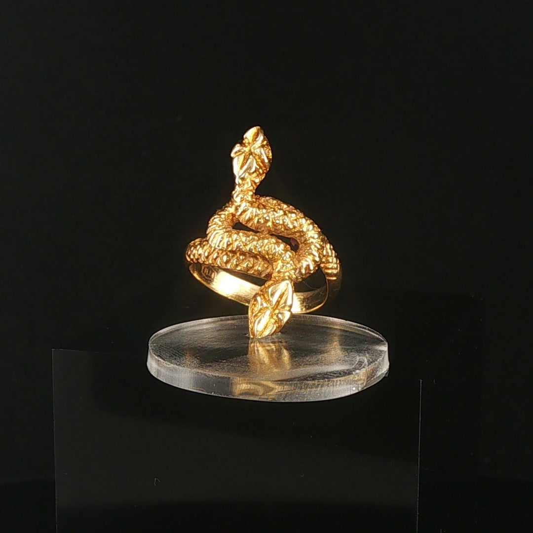 18k Yellow Gold 5.5g Vintage Bypass Snake Serpentine Ring Greece Size 5.25