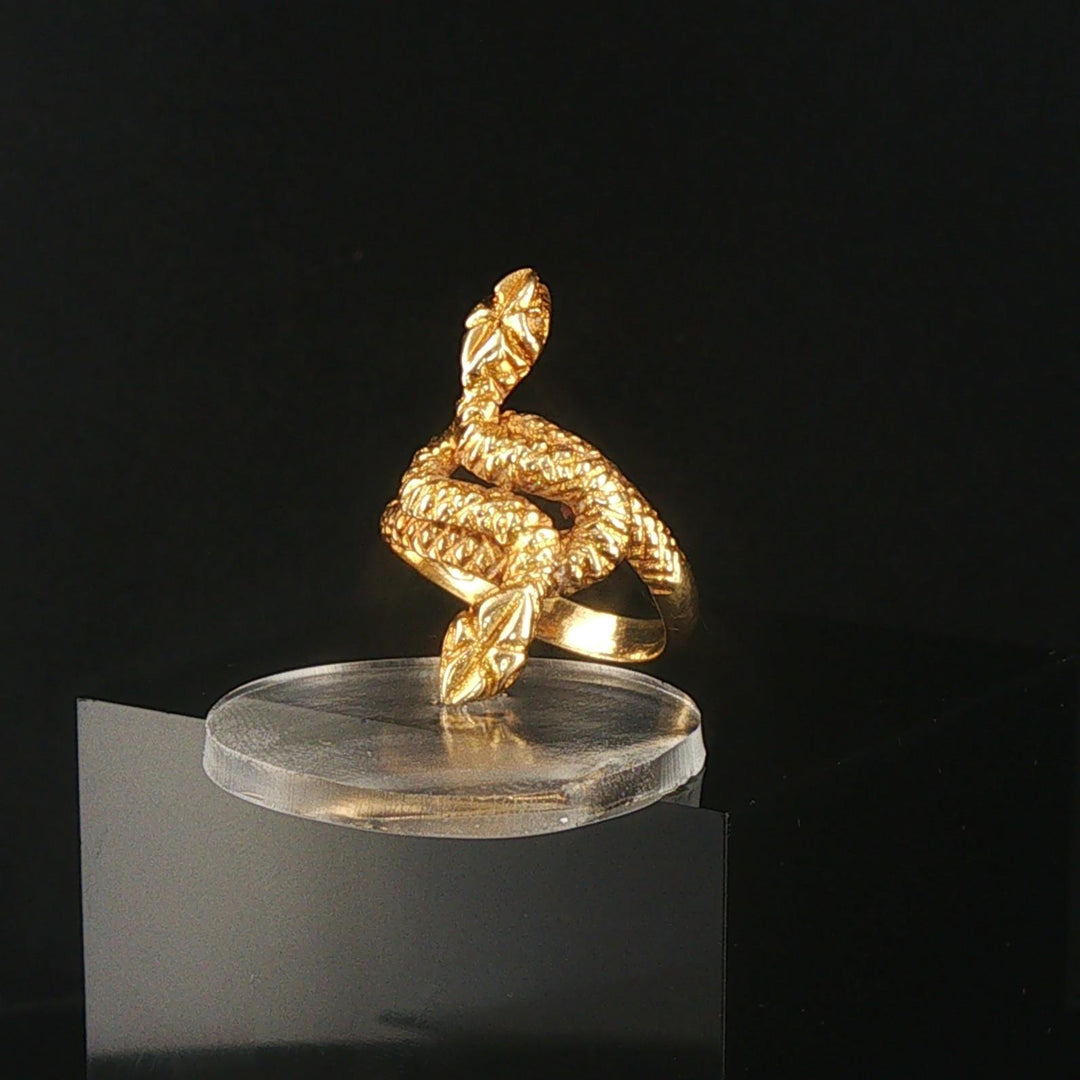 18k Yellow Gold 5.5g Vintage Bypass Snake Serpentine Ring Greece Size 5.25