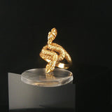18k Yellow Gold 5.5g Vintage Bypass Snake Serpentine Ring Greece Size 5.25
