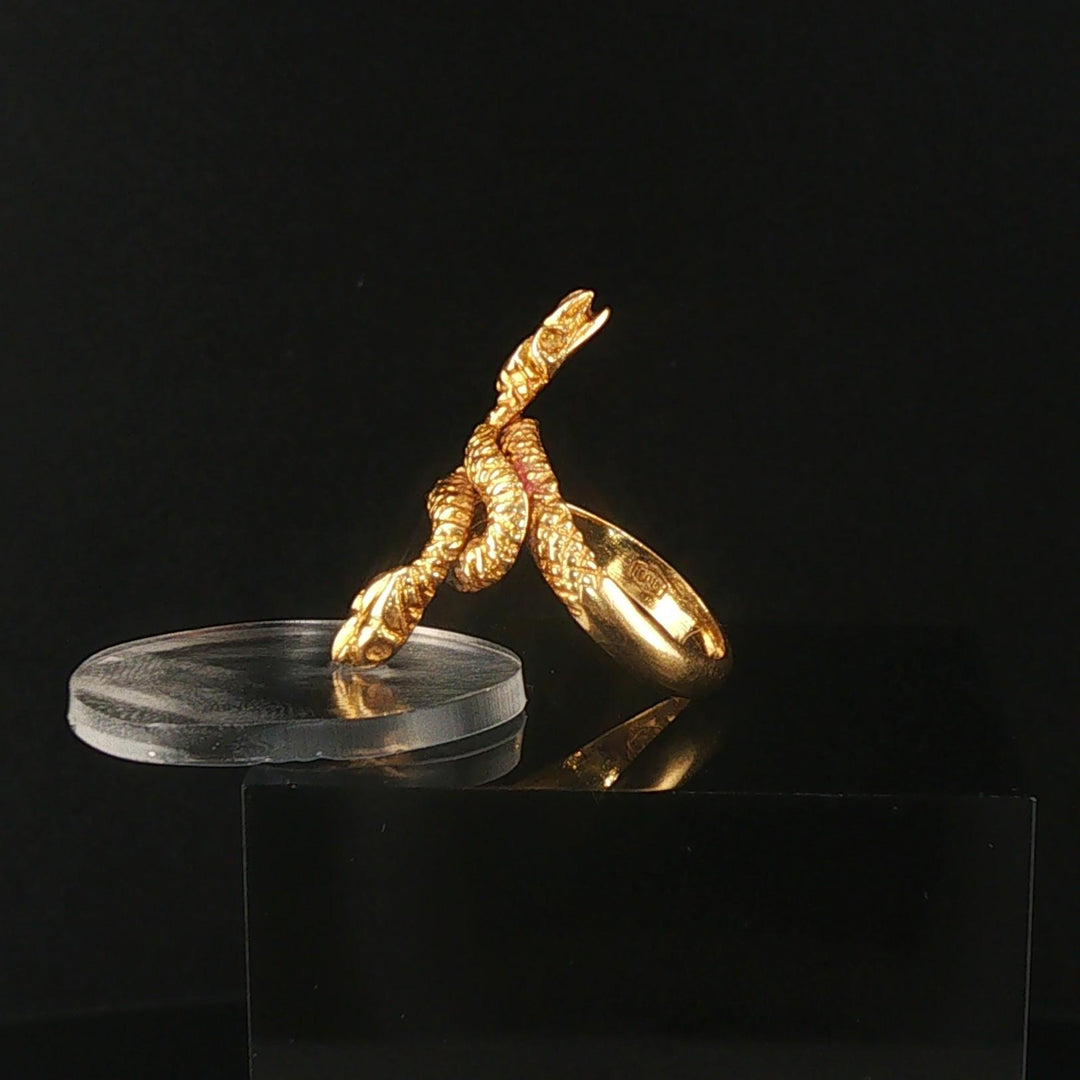 18k Yellow Gold 5.5g Vintage Bypass Snake Serpentine Ring Greece Size 5.25