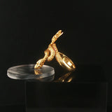 18k Yellow Gold 5.5g Vintage Bypass Snake Serpentine Ring Greece Size 5.25