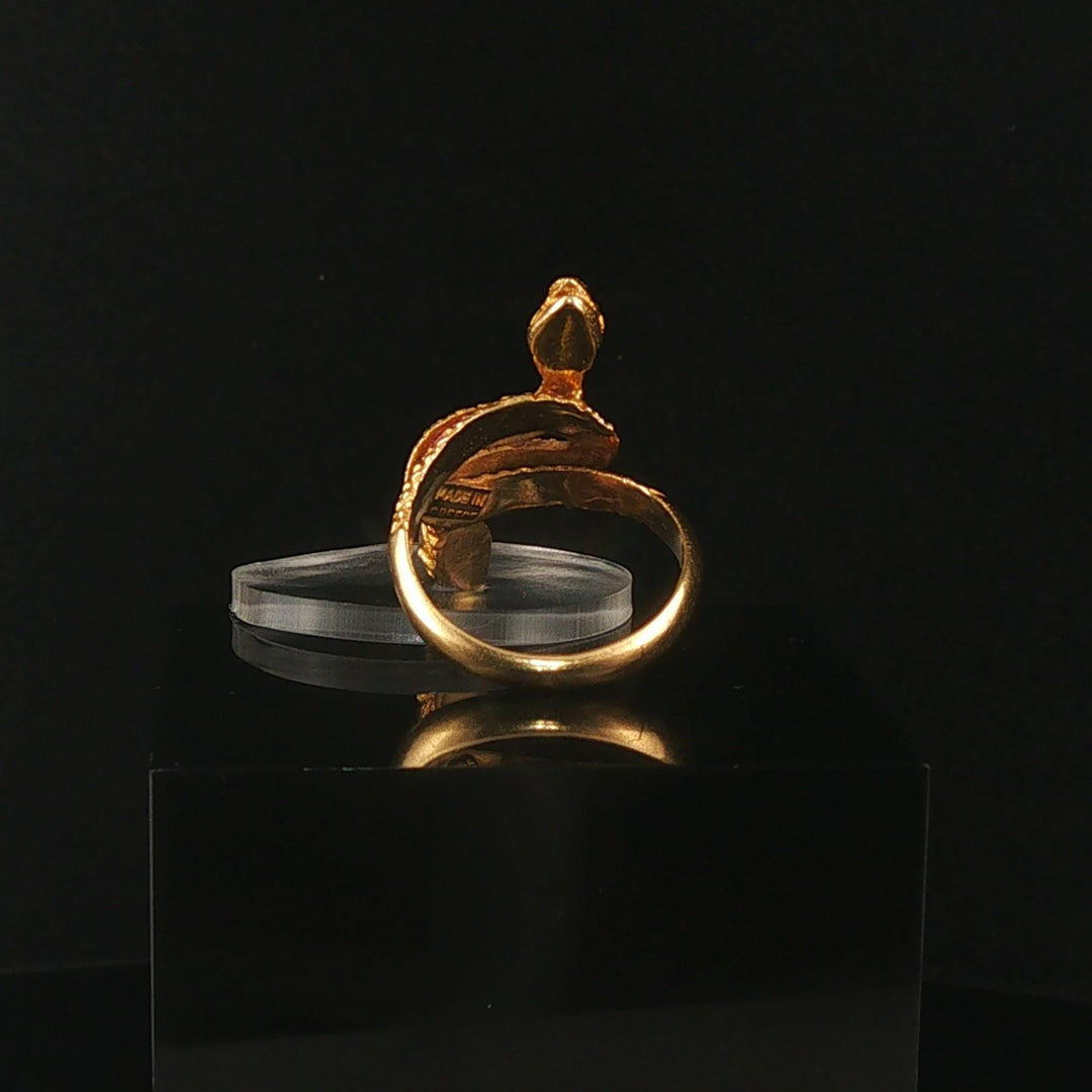 18k Yellow Gold 5.5g Vintage Bypass Snake Serpentine Ring Greece Size 5.25