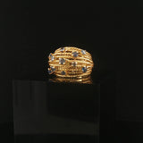 18k Yellow Gold and Sapphire 9.3g Vintage Solid Multi Band Ring Size 4.5