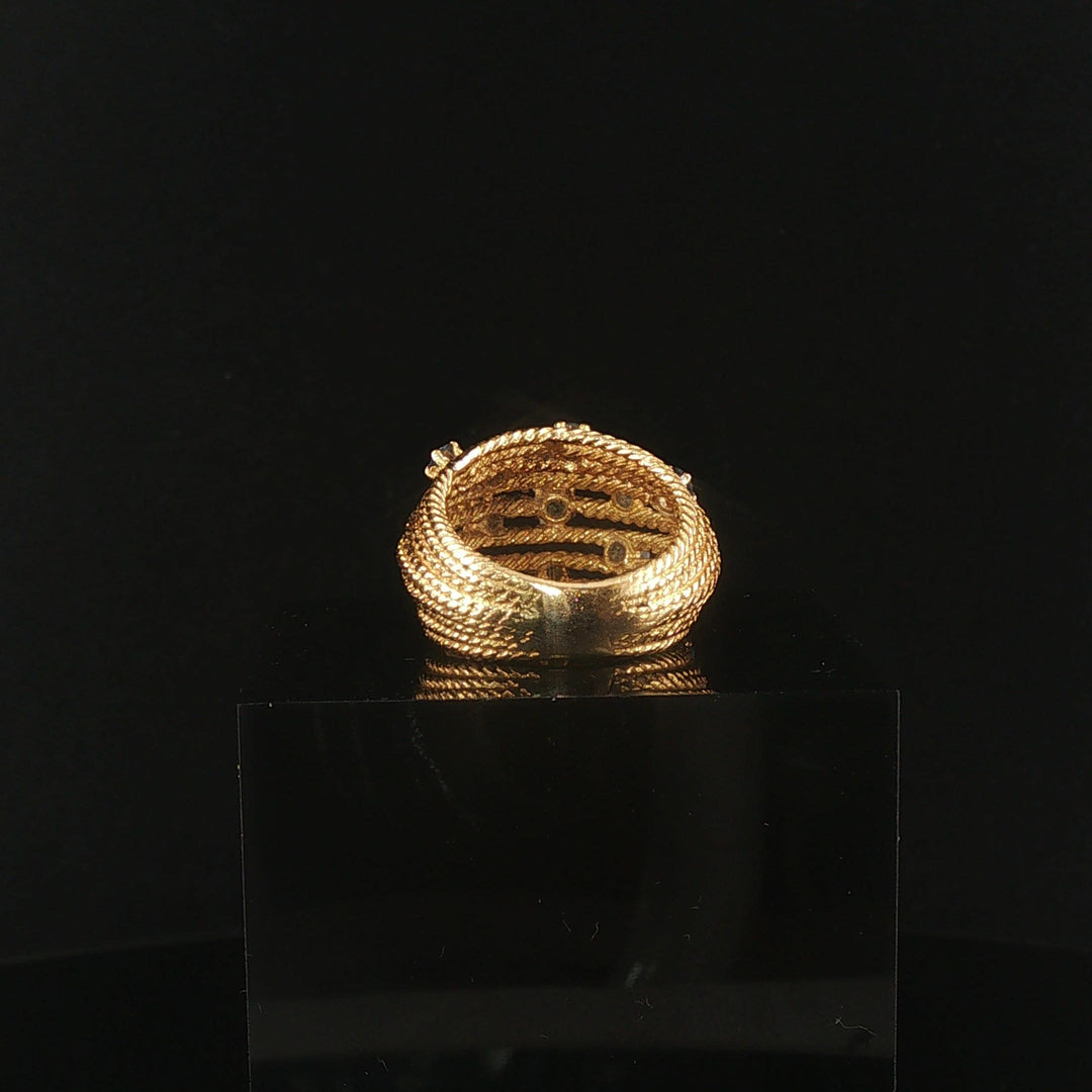 18k Yellow Gold and Sapphire 9.3g Vintage Solid Multi Band Ring Size 4.5