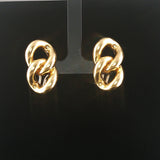 18k Yellow Gold 15g Heavy Polished Large Curb Link Stud Earrings Italy 1.25"