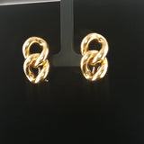 18k Yellow Gold 15g Heavy Polished Large Curb Link Stud Earrings Italy 1.25"