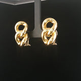 18k Yellow Gold 15g Heavy Polished Large Curb Link Stud Earrings Italy 1.25"