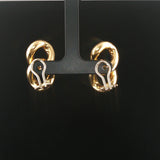 18k Yellow Gold 15g Heavy Polished Large Curb Link Stud Earrings Italy 1.25"