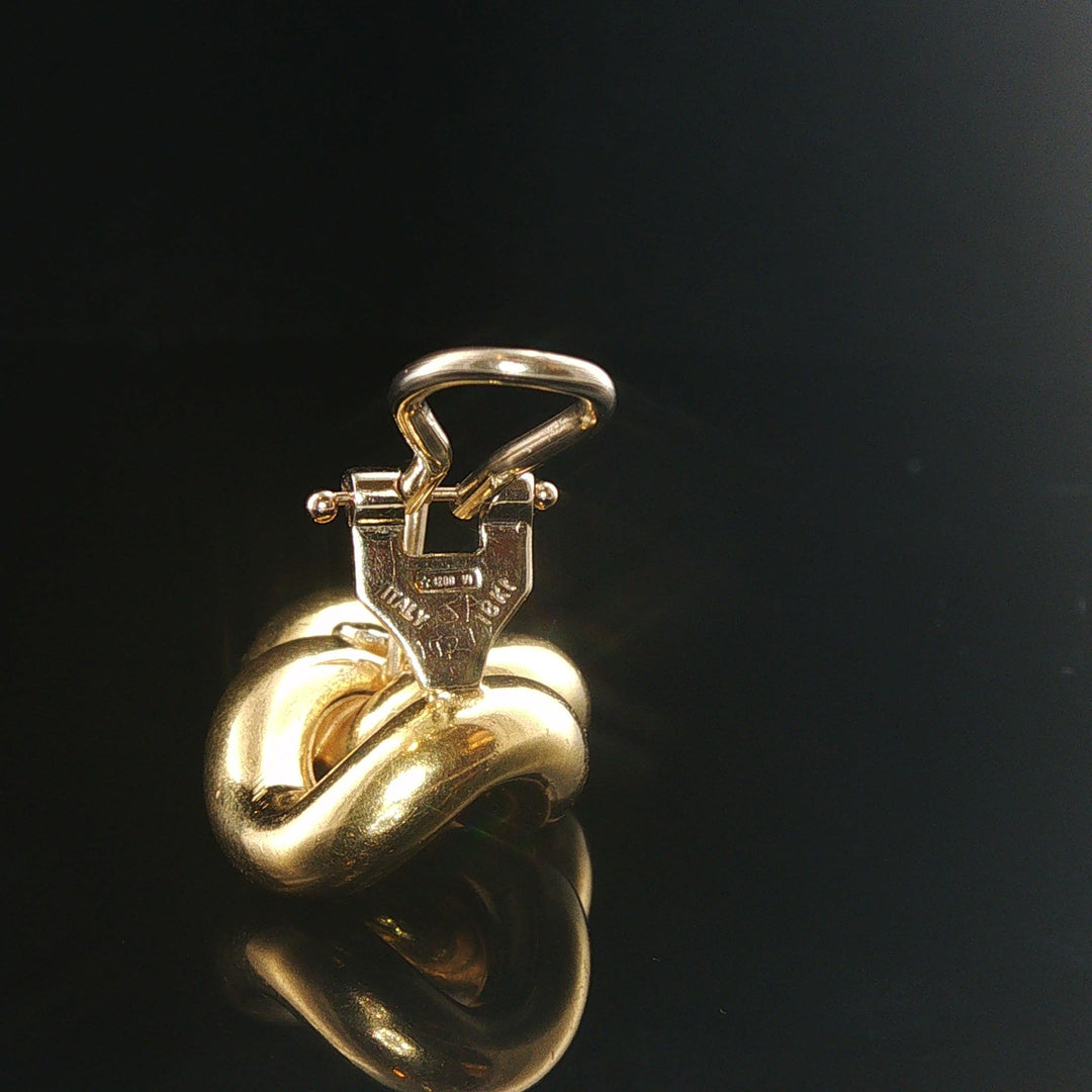 18k Yellow Gold 15g Heavy Polished Large Curb Link Stud Earrings Italy 1.25"