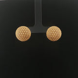 18k Yellow Gold 11.8g Vintage Heavy Woven Button Stud Earrings