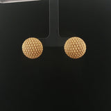 18k Yellow Gold 11.8g Vintage Heavy Woven Button Stud Earrings
